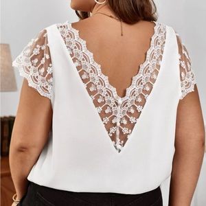 Luxe plus size lace back top